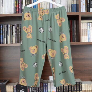 Summer fat MM women's cropped pants home pants 200 pounds girl cartoon cute plus fat enlarged thin pure cotton can be worn ນອກ