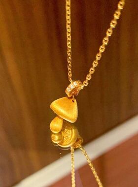 项链拉丝蘑菇丝绒女工艺爆款锁骨可爱古力工艺蘑链小红书小金可爱