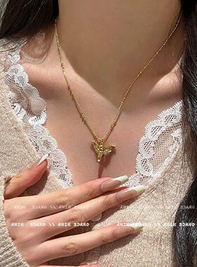 吊坠爱神链设计感丘比特配饰！爱河坠入个性轻奢小众锁骨女款项链