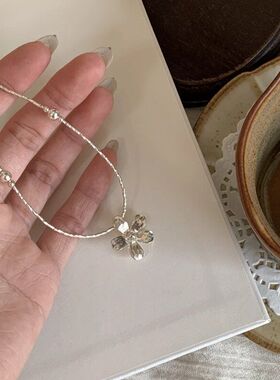 链网红轻奢时尚艾瑞雅花瓣锁骨设计幸运简约小众五花吊坠气质项链