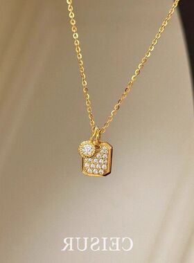 链女香水瓶锁骨小~精致小众小方块轻奢百搭设计气质香风项链闪钻