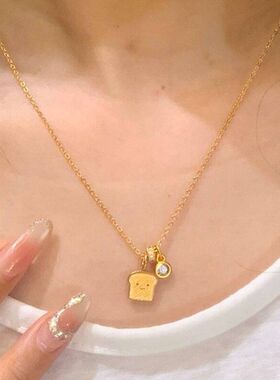 国潮项链风新中式爆款一件小红书代发吊坠女吐司面包面包微笑项链