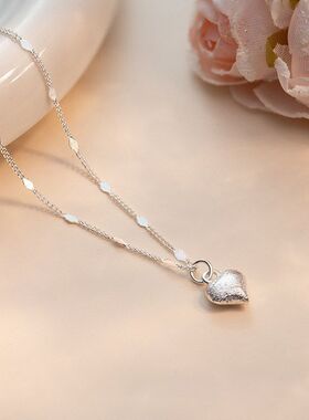 百搭拉丝爱心女生吊坠链小众时尚