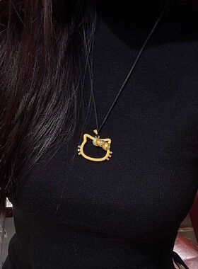 少女心锁骨kt女链卡通一件编绳猫镂空金色独特爆款小红书代发项链