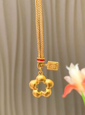 小众风福牌花小红书花朵代发爆款项链新中式一件肤感国潮有钱吊坠