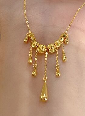 高级感项链简约水滴流苏猫眼灵动精致珠镭射锁骨同款女轻奢金店链