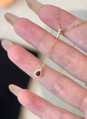 吊坠独特掉色链一件代发水滴轻奢红锁骨十字艾瑞雅不高级感链设计
