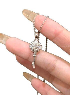 优雅小红书锆石气质感清冷钥匙毛衣链ins轻奢微风时尚镶吊坠项链