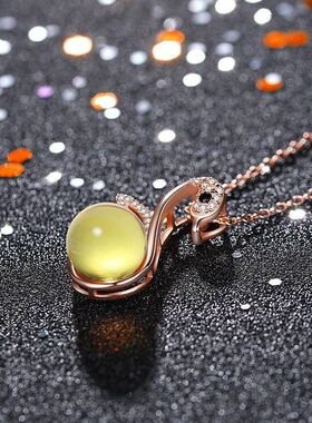 女18K2021蓝珀配饰镀蜜蜡玫瑰吊