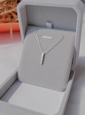 锁骨几何ins锆石一字链长条直棒