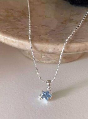 项链锁骨星星女款蓝色轻奢小众