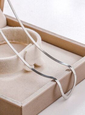 扁蛇镀银ins时尚链骨链高级感轻