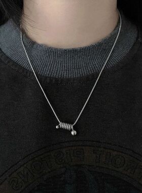 链代项链轻奢新款发潮螺旋双珠