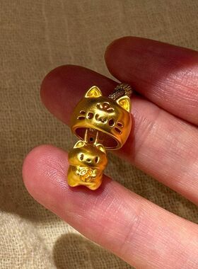 小猫咪代发躲猫猫编绳可爱爆款小红书一件配饰棕色项链毛衣链吊坠