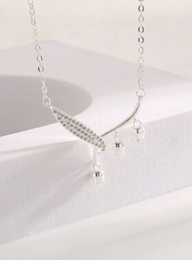 新款铃兰花锆石项链女气质个性流苏百搭简约甜美轻奢女款项链批发