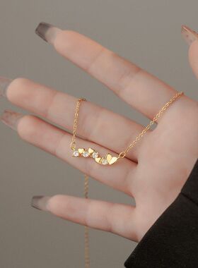 项链锆仙气锁骨不锈钢闪女爱心