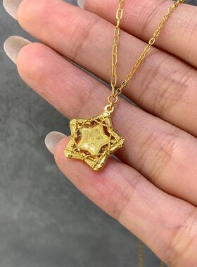 镀金潮流项链镂空五角星新款感链