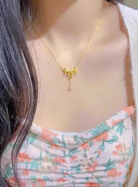 锁骨不锈钢通勤蝴蝶结轻奢颈链