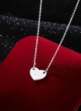 设计感通勤项链高级链简约桃心