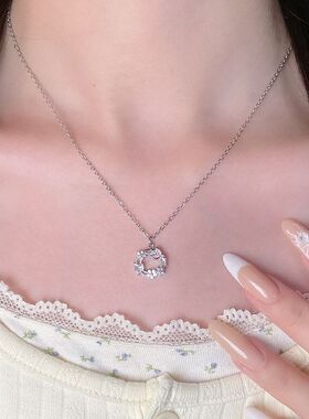 饰品蝴蝶潮流花朵花环不锈钢项链