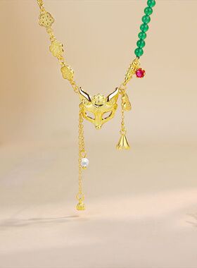 面具灵狐同款金店金面毛衣链秋冬