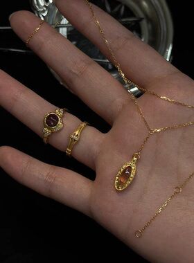 金色复古中古锁骨链轻奢美拉德