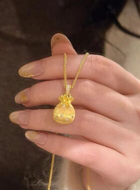 福袋拉丝吊坠女饰品轻奢锁骨镶