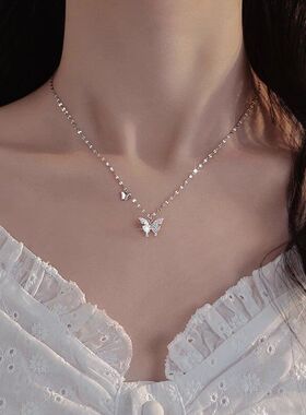 轻女版本奢颈蝴蝶掉色钛高级感