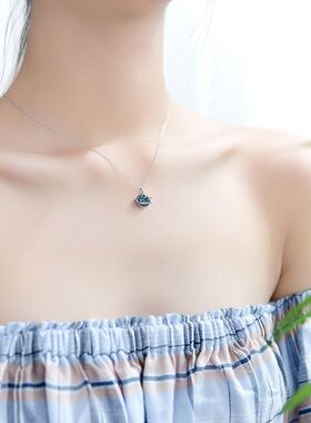 吊坠女款行星项链锁骨红日星球