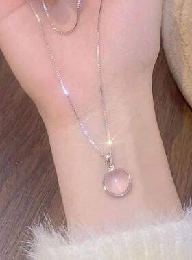 奢小众链猫眼简约新款锁骨圆形