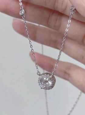 气质链送吊坠镶钻少女百搭甜美项链礼物钻超闪锁骨圆星点闺蜜女友