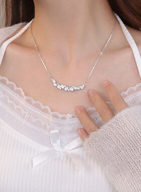 微笑锆石韩版项链紫藤花女新款