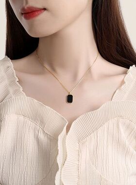 英文字母双面锁骨ins项链小众牌