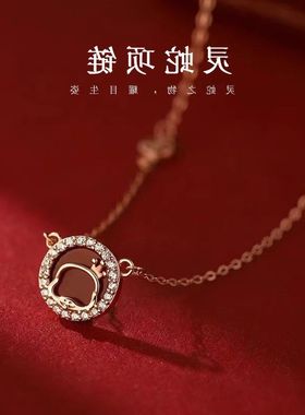 配饰锁骨链首饰珍珠高级感轻奢小众项坠装饰毛衣红色锁骨女友礼物