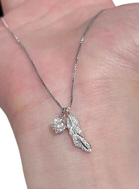 羽毛简约轻奢项链新款女锁骨时尚链高级感闪钻吊坠清冷风颈链爆