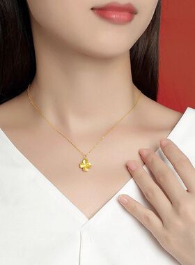 掉色时尚挂四叶不钢花轻奢钛古法