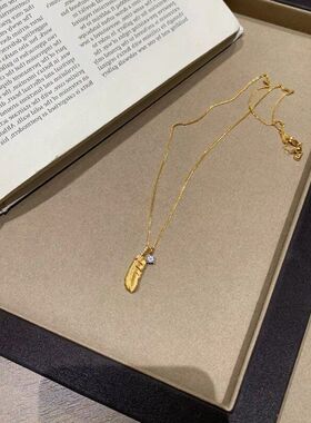 羽毛轻奢小众复古金色高级感项链