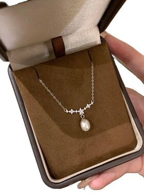 锁骨花朵珍珠项链轻奢小众水滴