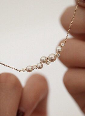 百搭锁骨项链珍珠锆通勤闪设计