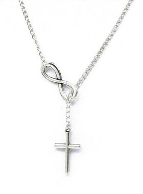 颈链项新品女生造型十字架欧美跨境拍不锈钢无限大街项链高级感