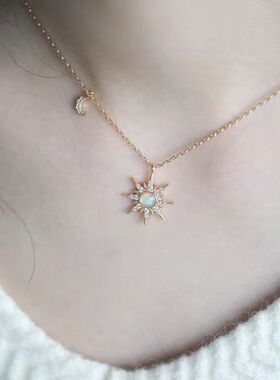 轻奢日女通勤太阳链吊坠项链锁骨