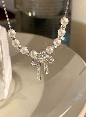 银子珍珠项链小众女轻奢颈链链