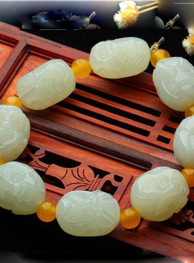 天然玉石a货和田玉籽料手链