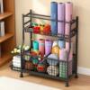 Yoga mat storage basket with wheels fitness equipment