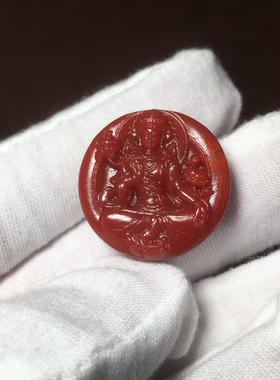 一物一拍原创 川料南红度母背云吊坠 本命年生日礼物红色转运物