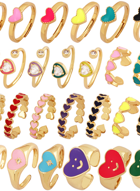 爱心戒指纯铜欧美眼睛微镶