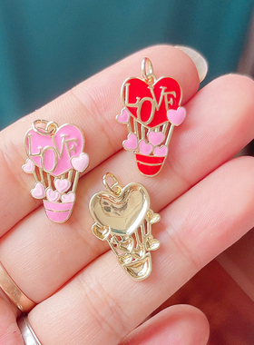 S61 欧美流行 ins风 Love 桃心 红色 爱心 XOXO 信封 项链吊坠