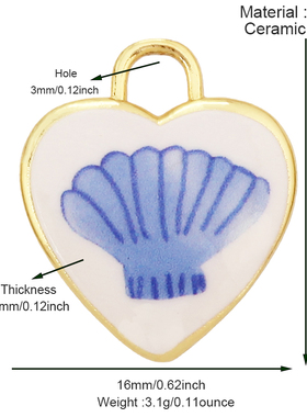 R44 纯铜陶瓷手绘小吊坠 桃心椭圆宠物豹纹草莓樱桃蜗牛 项链吊坠