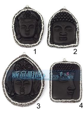 天然项坠水钻天然观音雕刻项坠