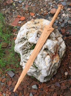 木剑完美世界大罗仙剑石昊雕刻1比1动漫武器COS道具一体手工还原